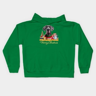 Merry Christmas Great Dane Kids Hoodie